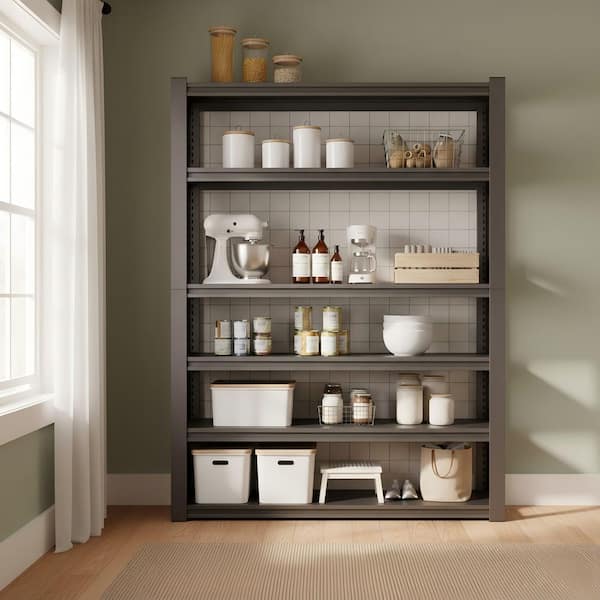 6 Tiers Steel Heavy Duty Adjustable Garage Storage Shelving Unit in Black (48 in. W x 82.4 in. H x 18 in. D)