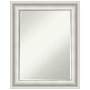 Parlor White 23.5 in. x 29.5 in. Petite Bevel Classic Rectangle Framed Bathroom Wall Mirror in White