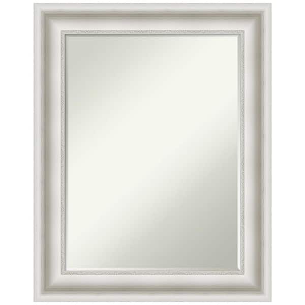 Amanti Art Parlor White 23.5 in. x 29.5 in. Petite Bevel Classic Rectangle Framed Bathroom Wall Mirror in White
