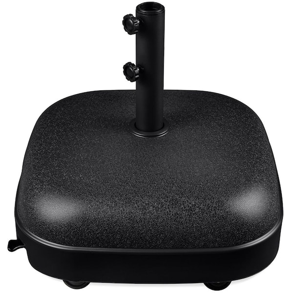 dome patio umbrella 123lb Capacity Fillable Mobile Base w/ 4 wheels - Square Upgrade your layout with the AKZ13 black rolling base Best Choice Products 123 lb.
