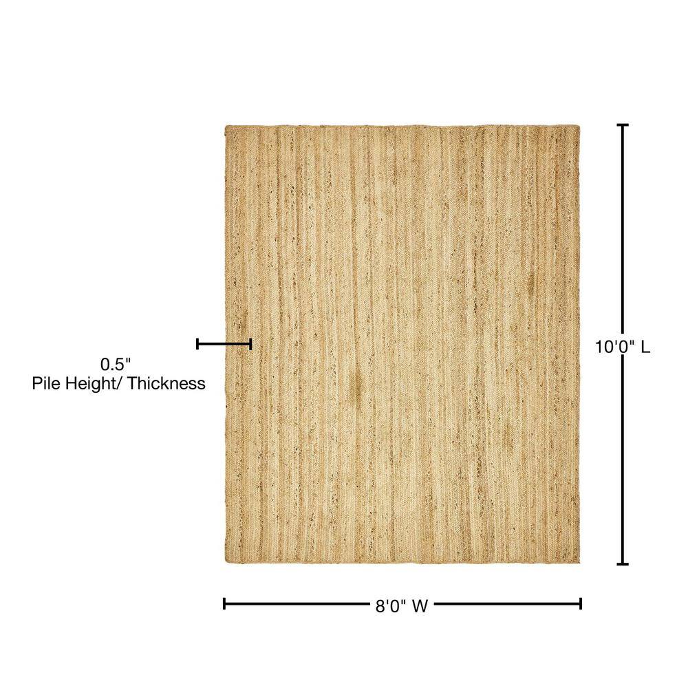 Handmade Reversible Braided Jute and Cotton Rug 8' x 10' - Natural Brown