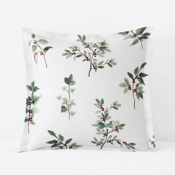 Company Cotton Floral Berry Green Sateen Sham