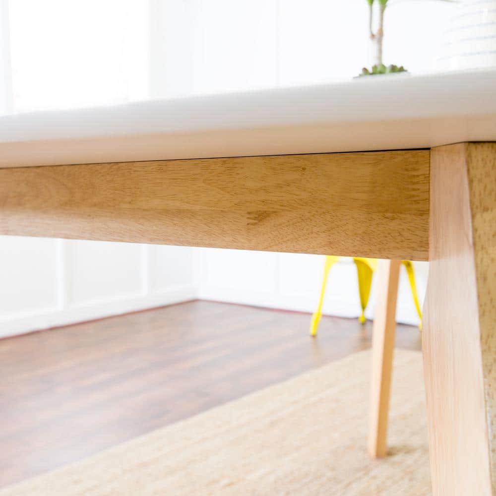 60" White and Natural Reclaimed Wood Dining Table