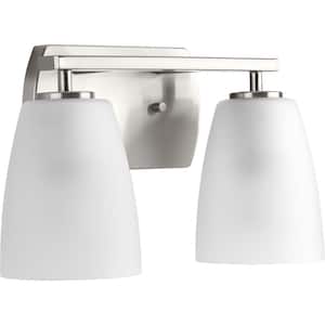 Leap Collection 2-Light Brushed Nickel Etched Glass Modern Bath Vanity Light