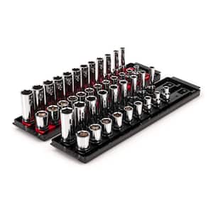 3/8 in. Drive 6-Point Socket Set with Rails (5/16-3/4 in., 8 mm-19 mm) (42-Piece)
