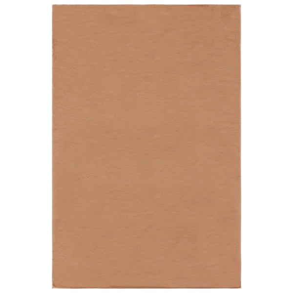 SAFAVIEH Faux Rabbit Fur Tan 4 ft. x 6 ft. Solid Flokati Area Rug