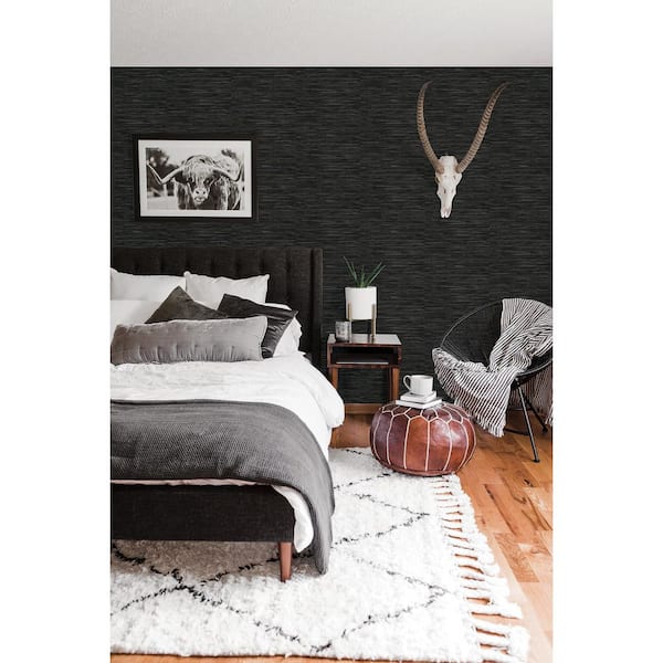 Grassweave Black Peel and Stick Wallpaper