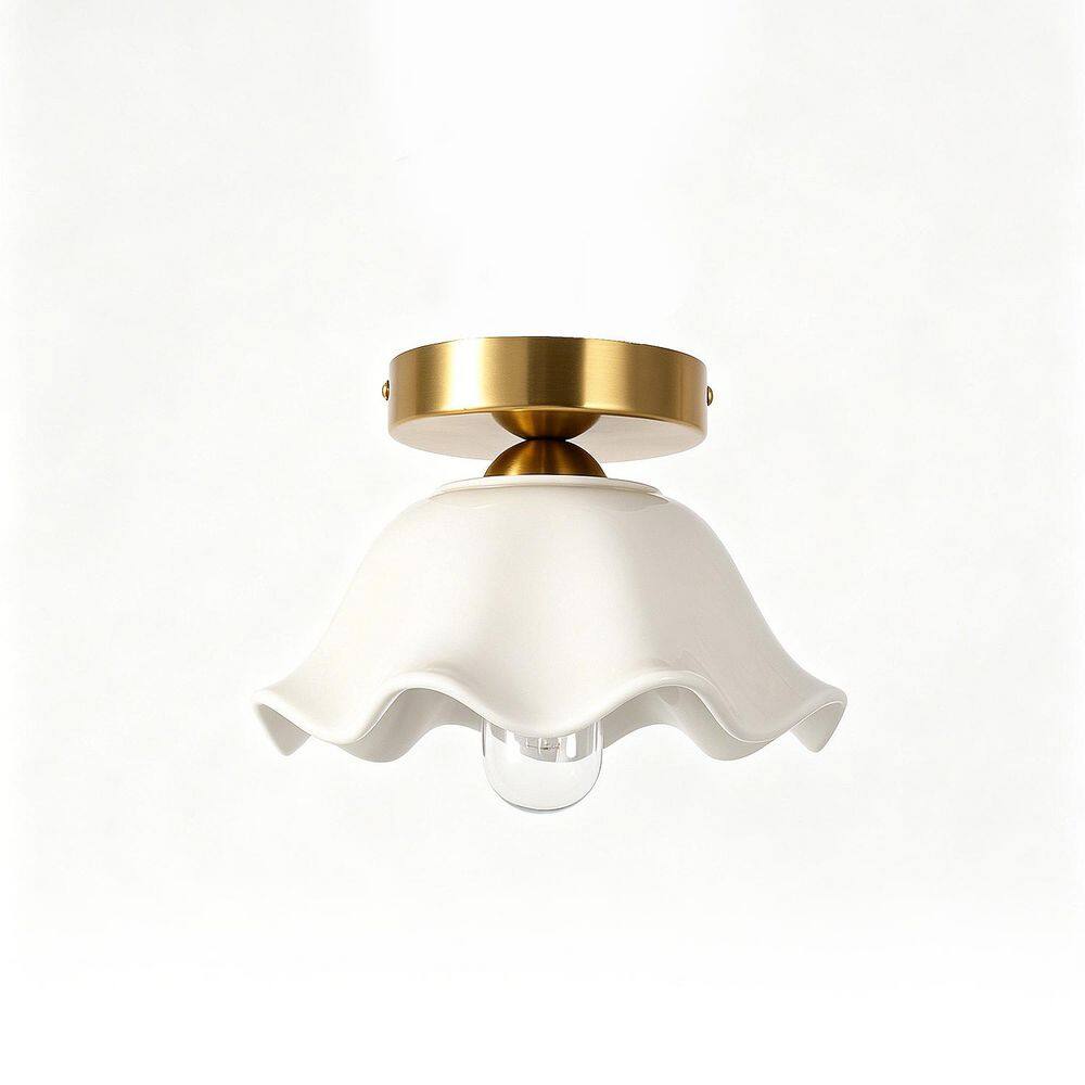 1-Light Brushed Copper Flush Mount Ceiling Light with White Petal Ceramic Shade, Vintage Floral Ceiling Fixture price history on PriceWatchPro
