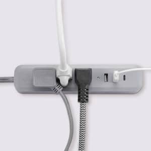 Designer Series 6 ft. 3-Outlet Gray USB Surge Protector Power Strip