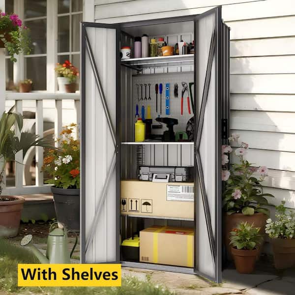 3 ft. W x 2 ft. D x 6 ft. D Outdoor Storage Black Metal Shed, Storage Cabinet with Lockable Door (6 sq. ft. )