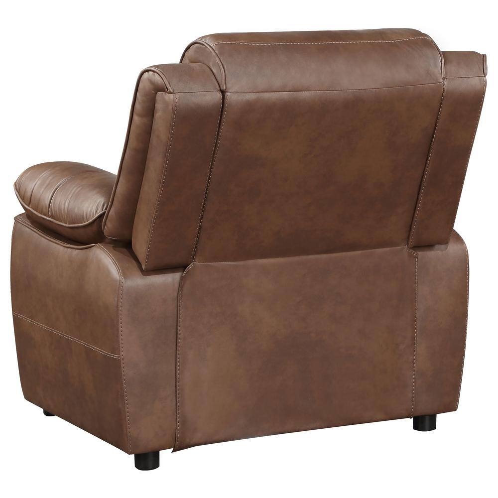 Brown Faux Leather Transitional Accent Chair