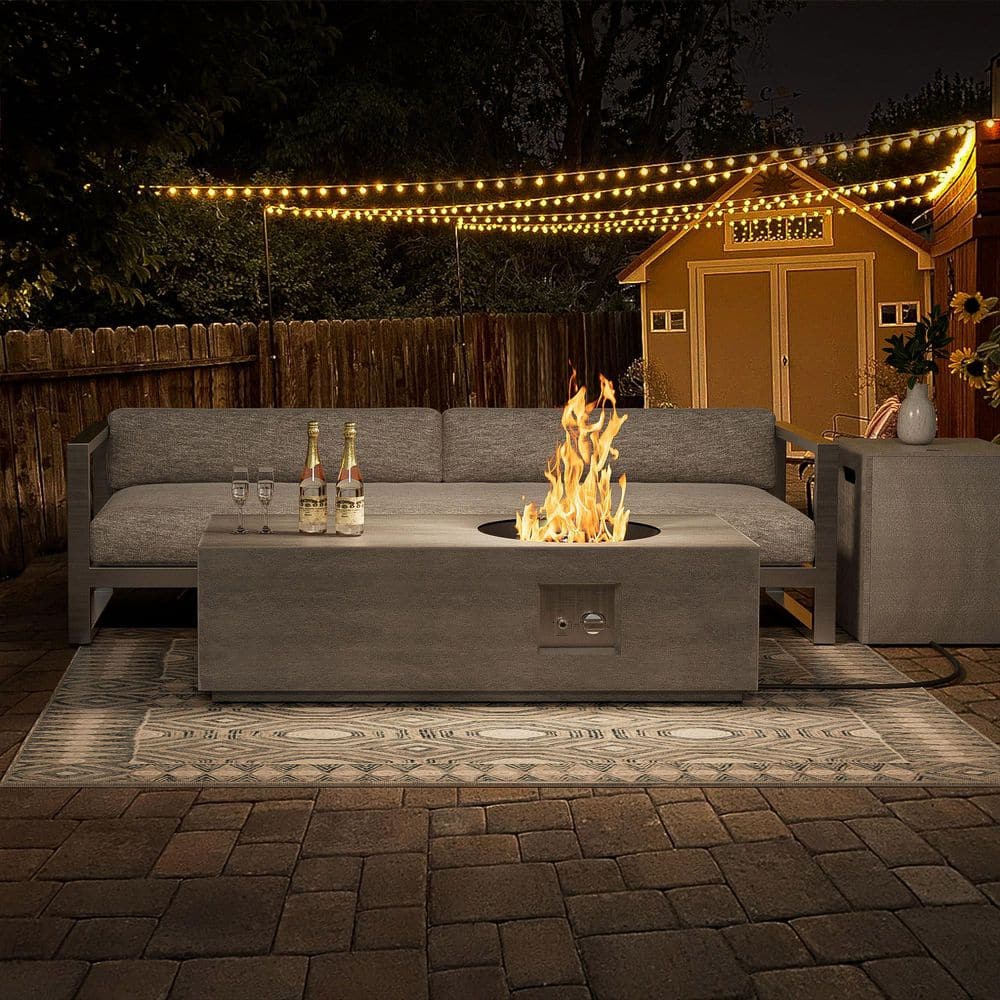eVita 48 in. 50,000 BTU Rectangle Outdoor Propane Gas Fire Pit Table in Gray FT041