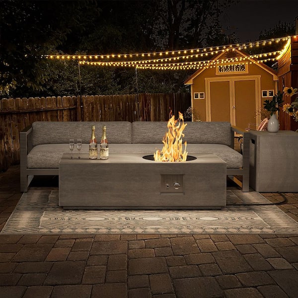 eVita 48 in. 50,000 BTU Rectangle Outdoor Propane Gas Fire Pit Table in Gray
