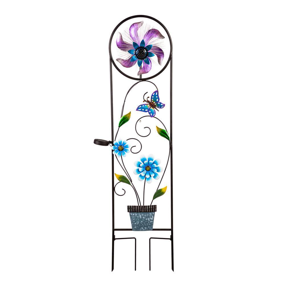 Evergreen Enterprises 48 in. Fiber Optic Metal Butterfly Solar Trellis ...