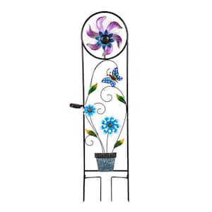 48 in. Fiber Optic Metal Butterfly Solar Trellis with Spinner