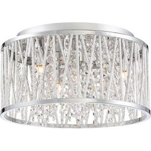 Crystal Cove 13.5 in. 4-Light Polished Chrome Flush Mount