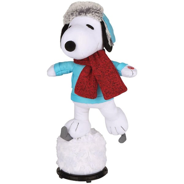 Unbranded 17.32 in. Ice Skating Animated Plush Snoopy in Winter Outfit