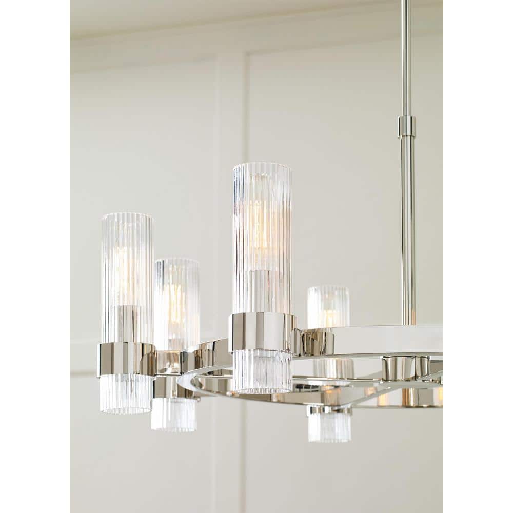 Geneva Polished Nickel 8-Light Chandelier with Clear Glass Shades