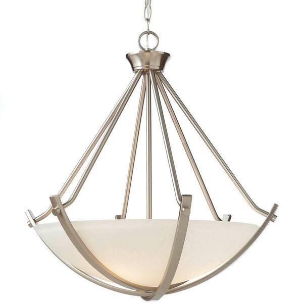 Home Decorators Collection 3-Light Brushed Nickel Foyer Pendant with Etched Hammered Glass