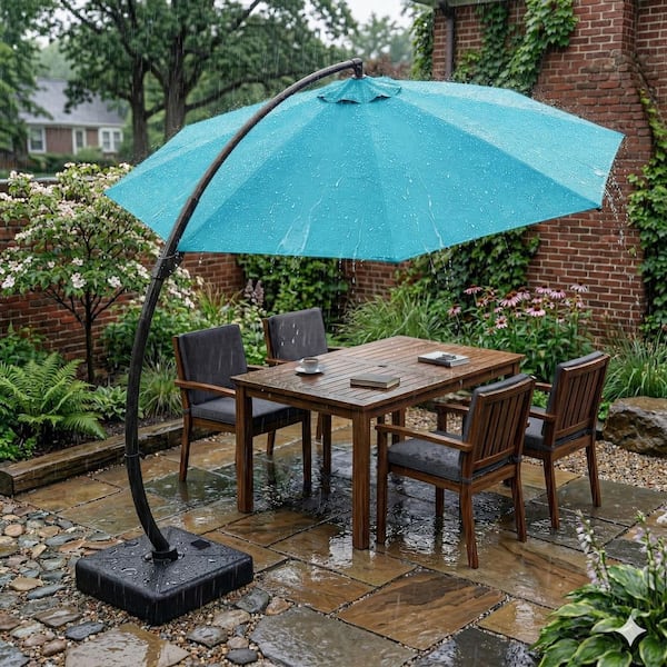 11 ft aluminum auto tilt patio umbrella GJJH 11 ft. Aluminum Market Crank and Auto-Tilt Patio Umbrella in Blue