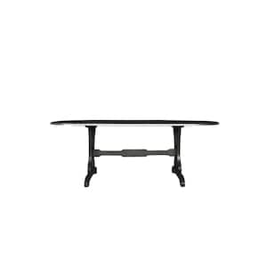 House Beatrice 86 in. Oval Charcoal Wood Top Trestle Base with Wood Frame (Seats 6)