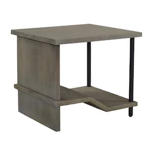 Clovis 25 in. Polished Slate Square Wood Accent Table
