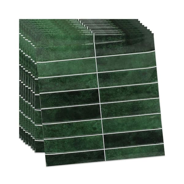 Green 12 in. x 12 in. x 0.04 in. Vinyl Peel and Stick Wall Tile, Backsplash for Kitchen Bedroom (10-Pack)
