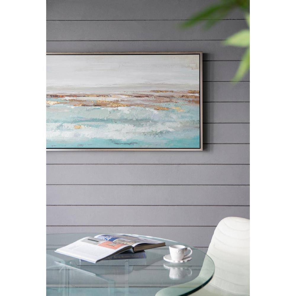 Ocean Day Blue and Gold Abstract Landscape Canvas Painting
