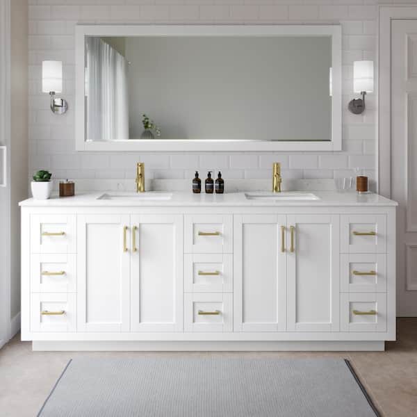Miranda 84 in. W x 22 in. D x 33.75 in. H Double Bath Vanity in White with Carrara Cultured Marble Top