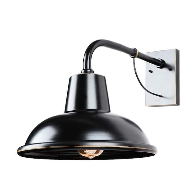 Unbranded Black Outdoor 12.25 in. Hardwired Barn Sconce with no Bulb Included