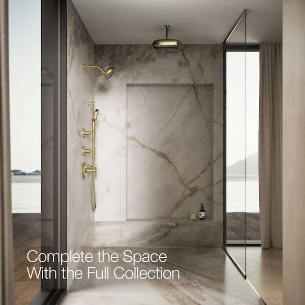 KOHLER Statement 3-Spray Patterns 7.94 in. Wall Mount Fixed Showerhead in Vibrant French Gold
