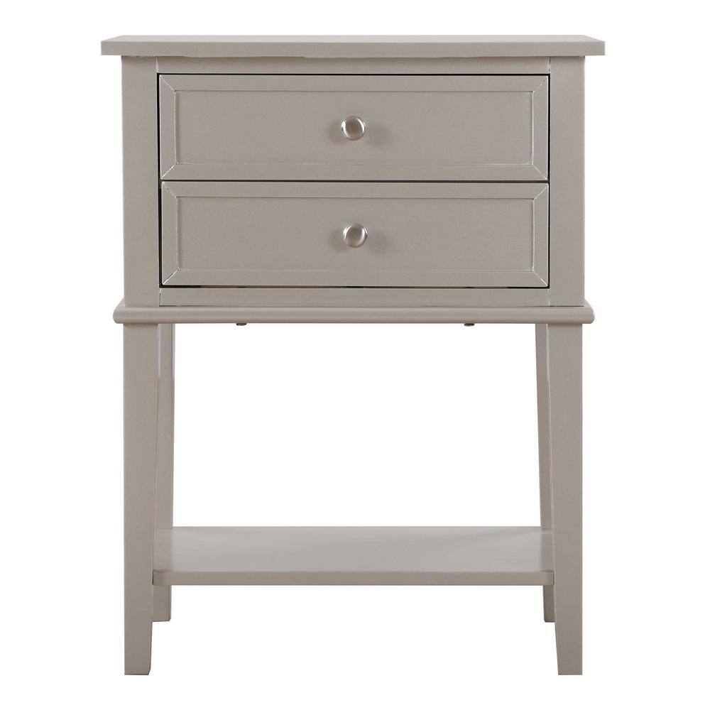 Newton Silver Champagne 2-Drawer Nightstand with Open Shelf