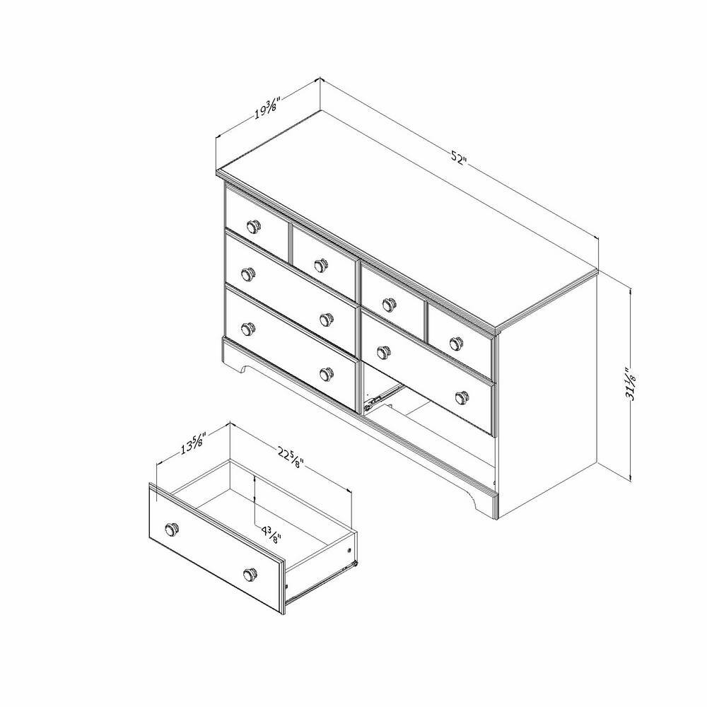 Blueberry Coastal Double Dresser with Six Drawers