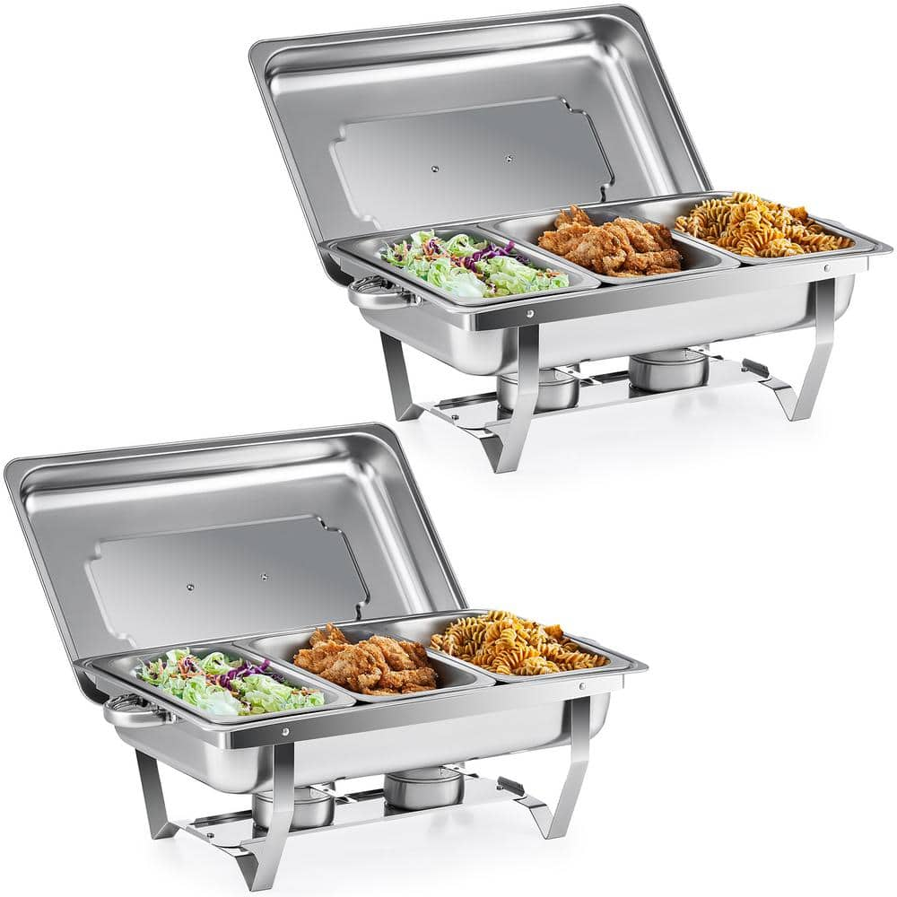 Wilprep 8 QT. 3-Pan Stainless Steel Rectangle Chafing Dish Buffet ...