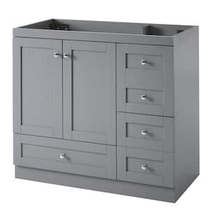 35 in. W x 17.7 in. D x 33.5 in. H Freestanding Bath Vanity Cabinet without Top in Gray, 4-Drawers