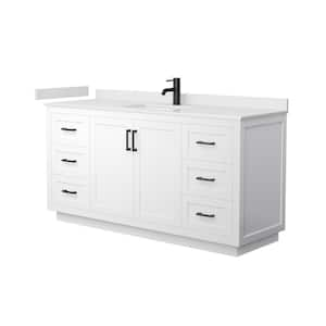 Miranda 66 in. W x 22 in. D x 33.75 in. H Single Bath Vanity in White with White Cultured Marble Top