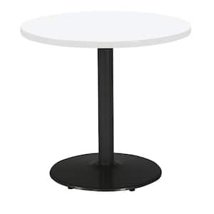 Mode 30 in. Round White Wood Laminate Dining Table with Black Steel Base