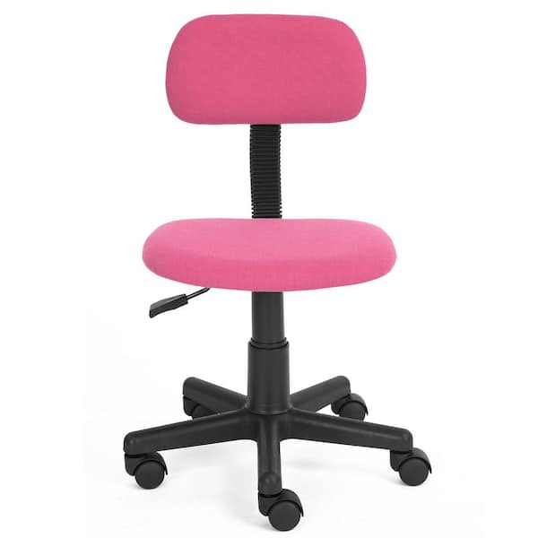 Homy Casa 15 in. Width Small Pink Upholstery Task Chair with Adjustable Height