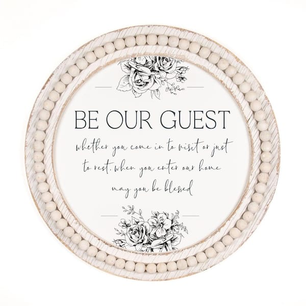 P Graham Dunn Be Our Guest Beige Wood Individual Decorative Sign Bfr0004 The Home Depot