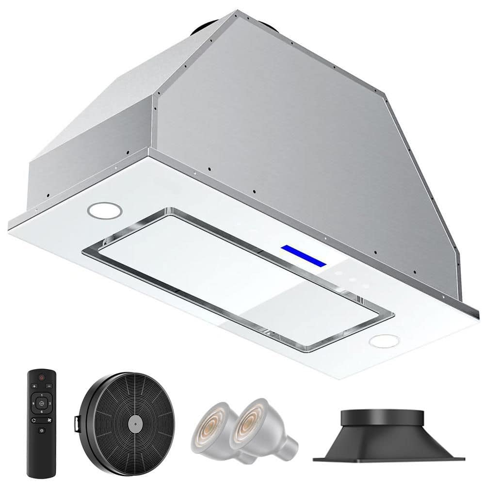 30 in. 900 CFM Convertible Insert Range Hood in White Glass with 4-Speed, LCD Gesture Control and Long Term Warranty price history on PriceWatchPro