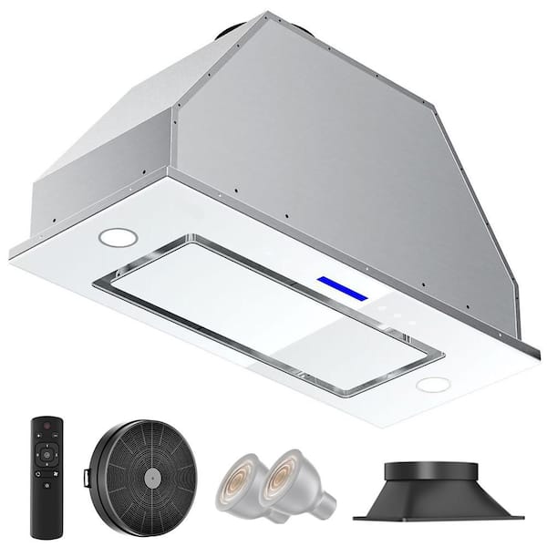 30 in. 400CFM Convertible Ductless to Ducted Insert Range Hood in Stainless Steel with LED Lights and Washable Filter