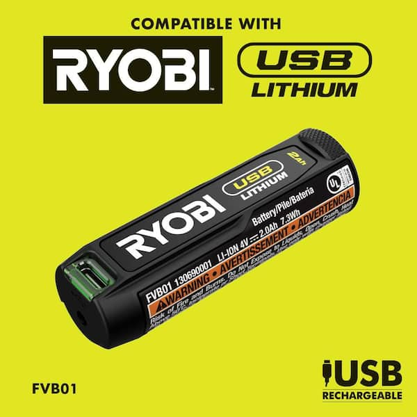 RYOBI USB Lithium Compact Scrubber Kit with 2.0 Ah Battery, USB Charging  Cord, and 2 in. Medium Bristle Brush FVG51K - The Home Depot