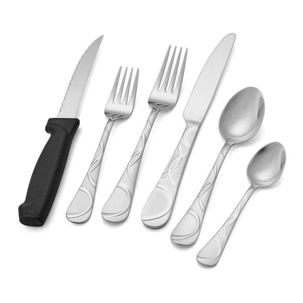 Pfaltzgraff Garland Frost 53-pc Flatware Set, Service for 8, Stainless Steel