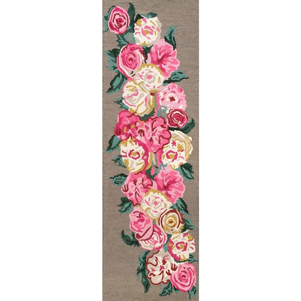 nuLOOM Galla Floral Light Brown 3 ft. x 8 ft. Runner