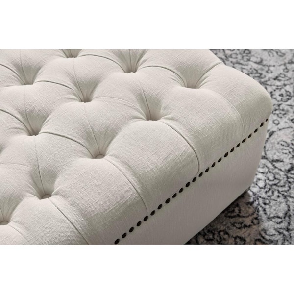 Home Decorators Collection Rectangular, Ivory Leather Ottoman