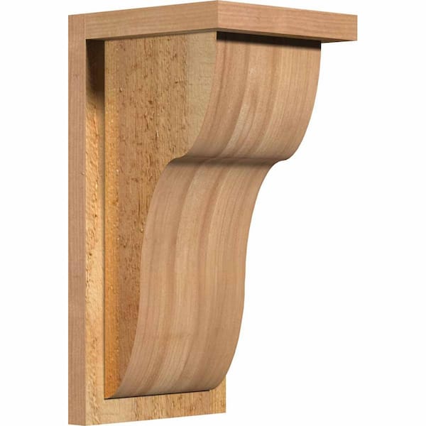 Ekena Millwork 8 in. x 8 in. x 16 in. Western Red Cedar Carmel Rough Sawn Corbel with Backplate