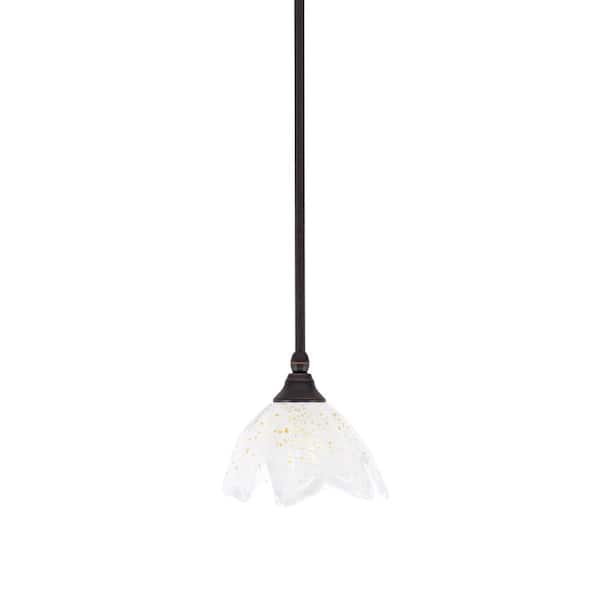 Unbranded Sparta 100-Watt 1-Light Dark Granite Shaded Pendant Mini Pendant Light with Gold Ice Glass, No Bulb Included