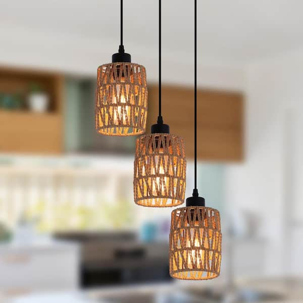 【ken】シーリングライトとカーテン3点セット（SOLD OUT） Genoci Farmhouse 60-Watt 3-Light Black Cluster Pendant-Light with