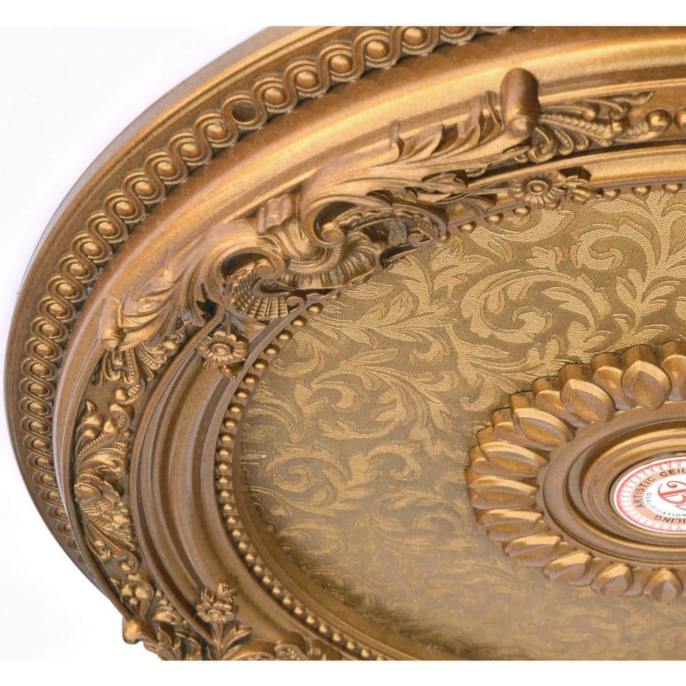 Golden Floral Polystyrene Ceiling Medallion, 24 Inches