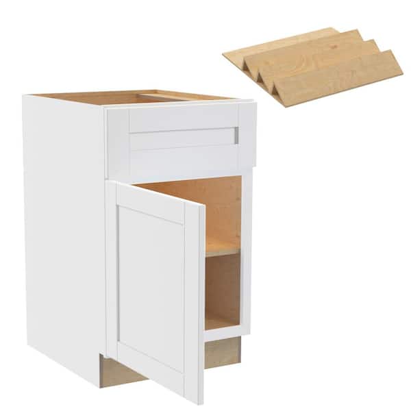 Home Decorators Collection Washington 21 in. W x 24 in. D x 34.5 in. H Vesper White Plywood Shaker Assembled Base Kitchen Cabinet Left SP Tray